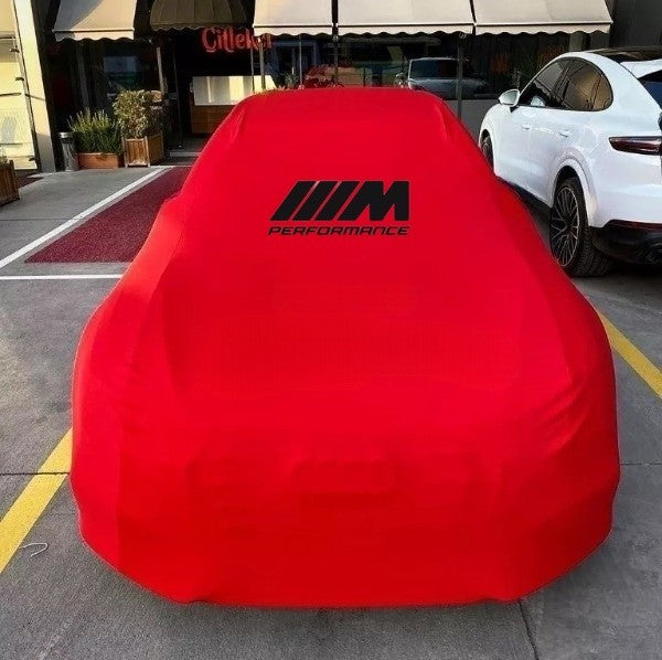 Red Car Cover For BMW M Performance Class Dust Proof Windproof Combing Car Cover