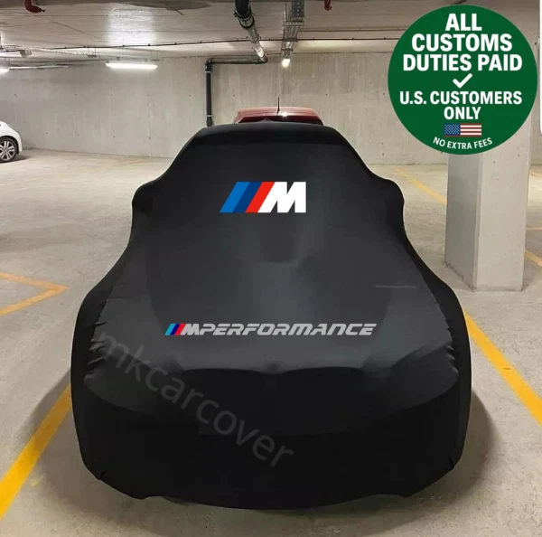 Black Car Cover For BMW M Performance Class Dust Proof Windproof Combing Indoor