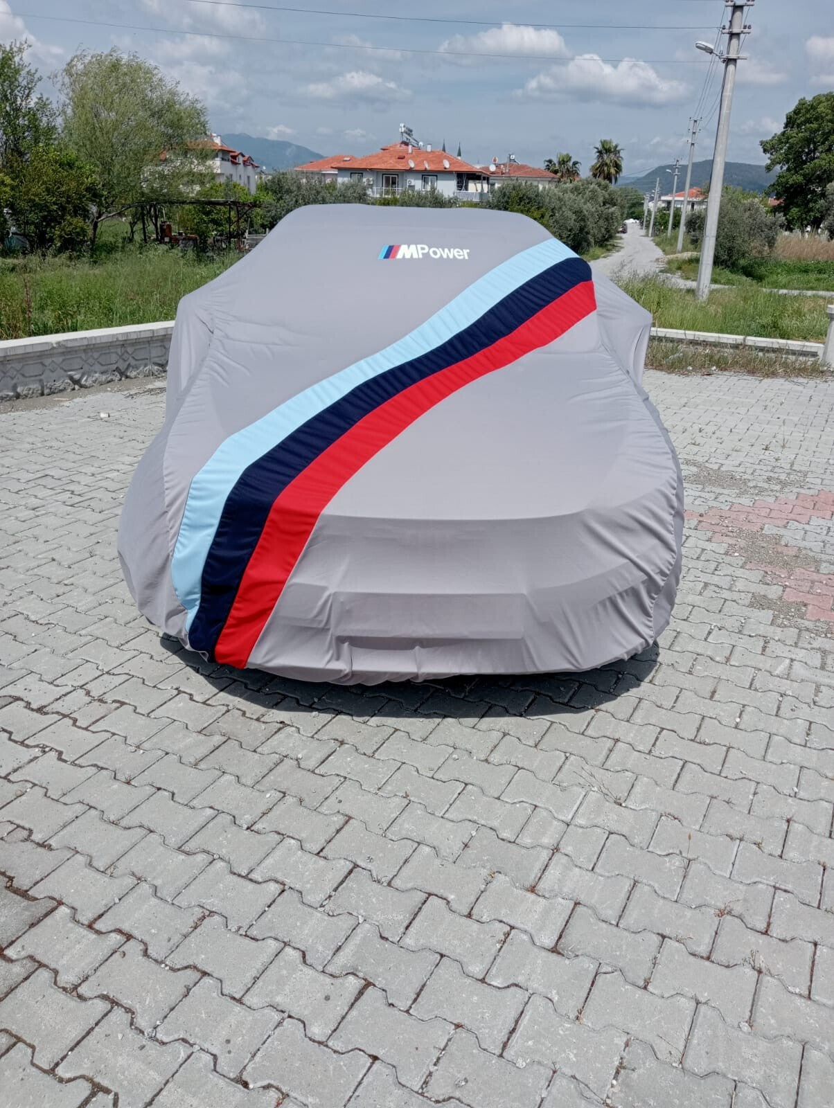 Gray Car Cover For BMW M Power Class Dust Proof Windproof  Combing Indoor Cover