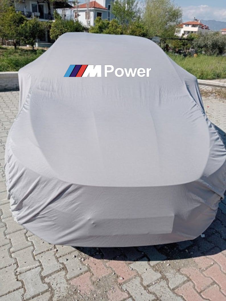 For BMW M Power Gray Car Cover  Dust Proof Windproof  Combing Car Cover Tailor