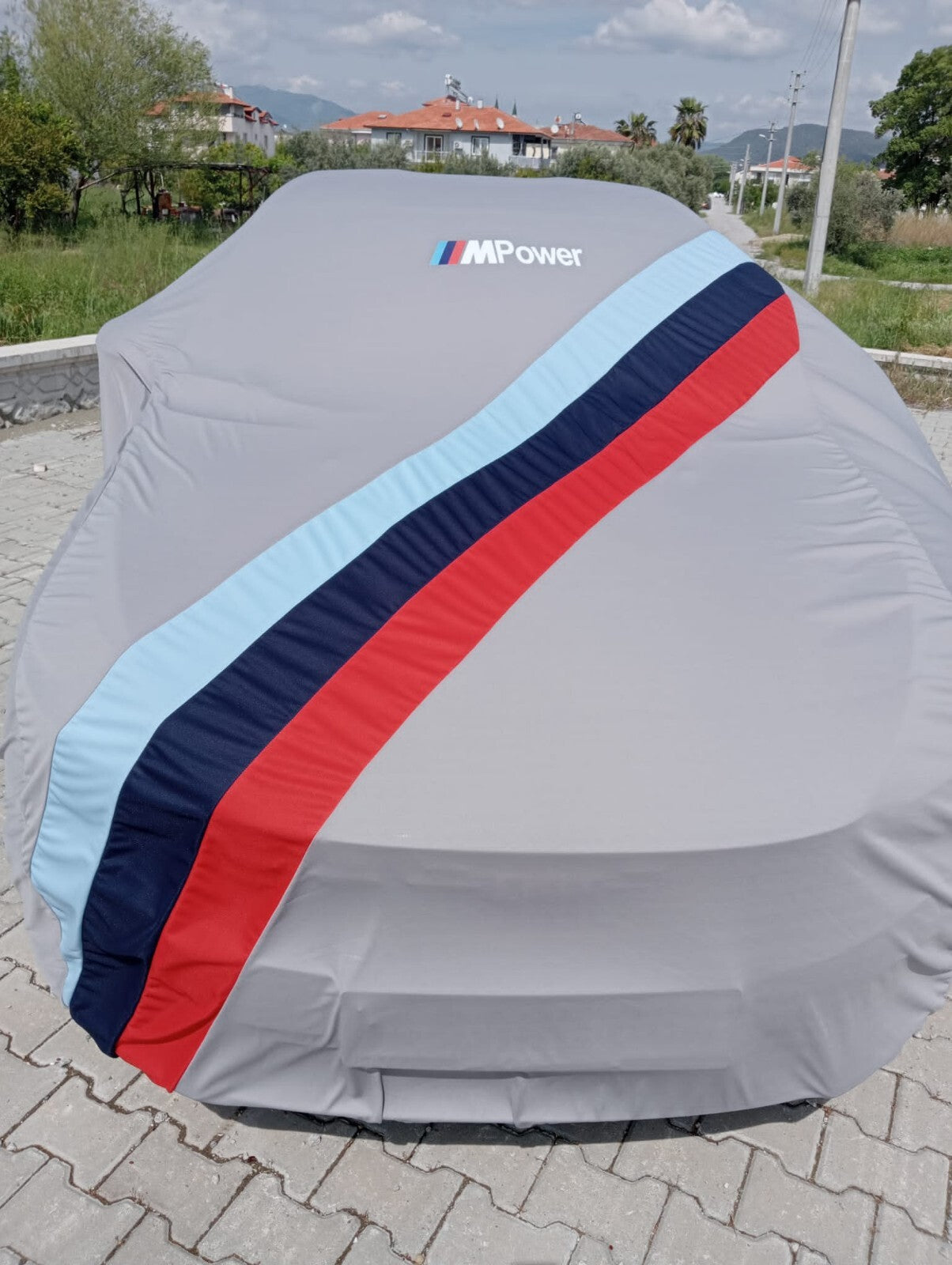 Gray Car Cover For BMW M Power Class Dust Proof Windproof  Combing Indoor Cover