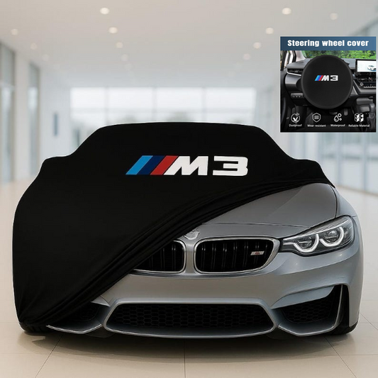 For BMW M3 Car Cover + Car Steering Wheel Sunshield Cover Class Dust Proof