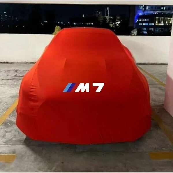 Red Car Cover  For BMW M7 Class Dust Proof Windproof  Combing Car Cover Indoor