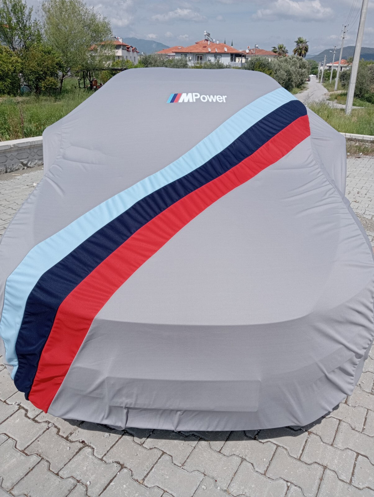 Gray Car Cover For BMW M Power Class Dust Proof Windproof  Combing Indoor Cover