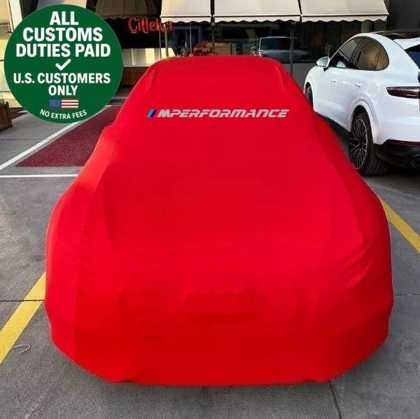 Red Car Cover For Bmw M Performance Class Dust Proof Windproof Combing Car Cover