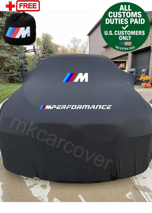 Black Car Cover For BMW M Performance Class Dust Proof Windproof Combing Indoor