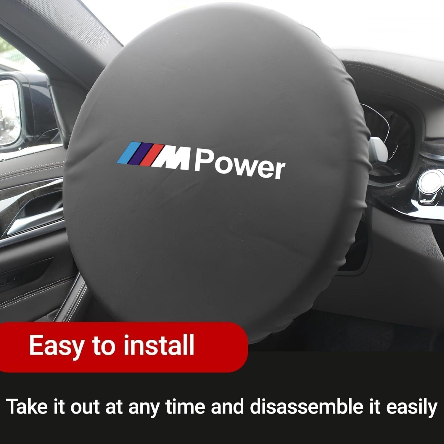 For Bmw M Power Car Steering Wheel Sunshield Cover Steering WheelCover Sunshade