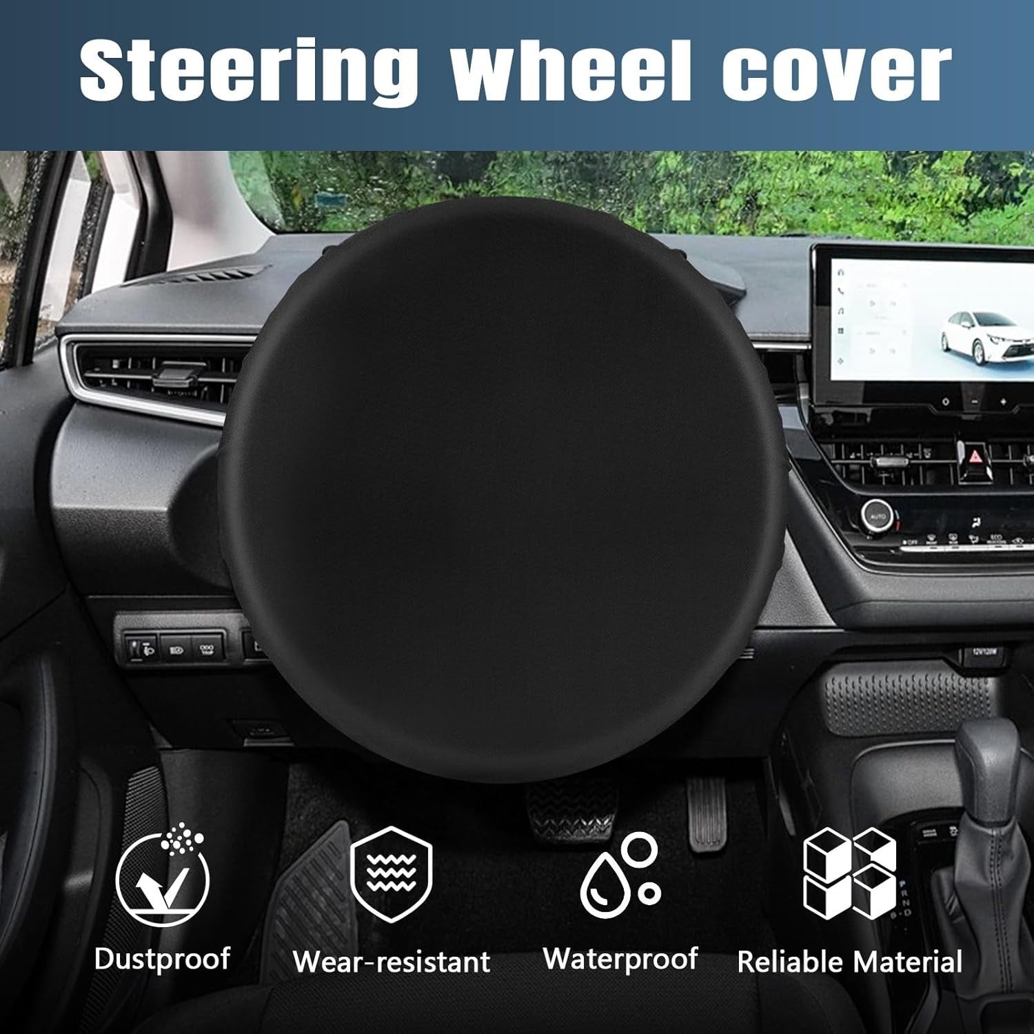 Car Steering Wheel Sunshield Cover, Steering Wheel Cover Sunshade with Scratch