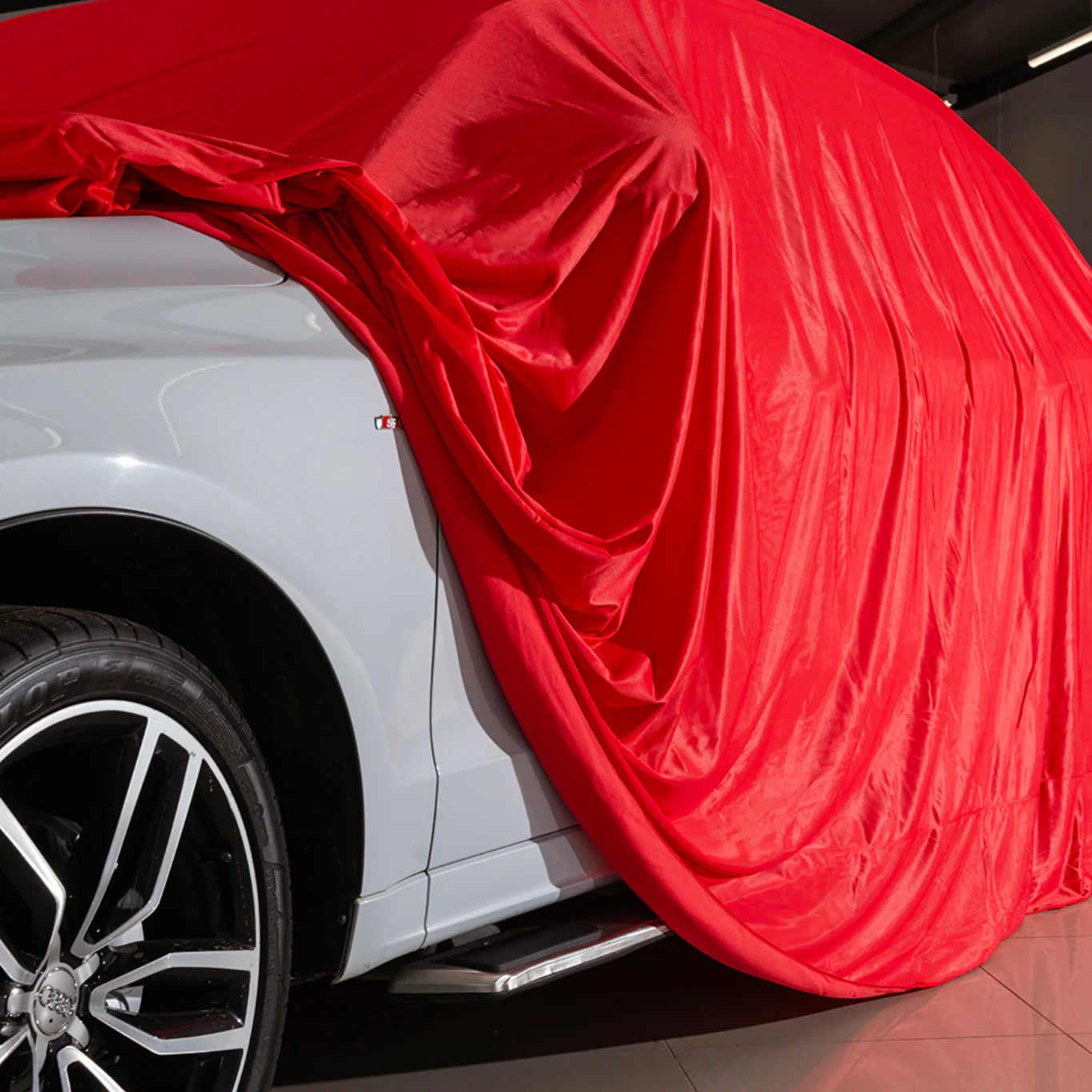 Indoor Red Premium Showroom Reveal Car Cover Reveals Various Sizes & Colors
