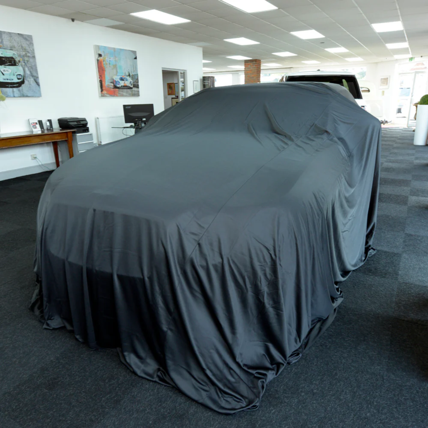 Premium Black showroom car cover suitable for interior use custom logo available