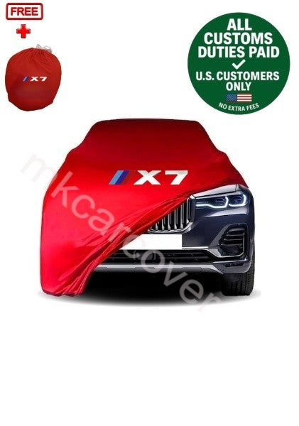 Red Car Cover For BMW X7 Class Dust Proof Windproof  Combing Cover Indoor Car