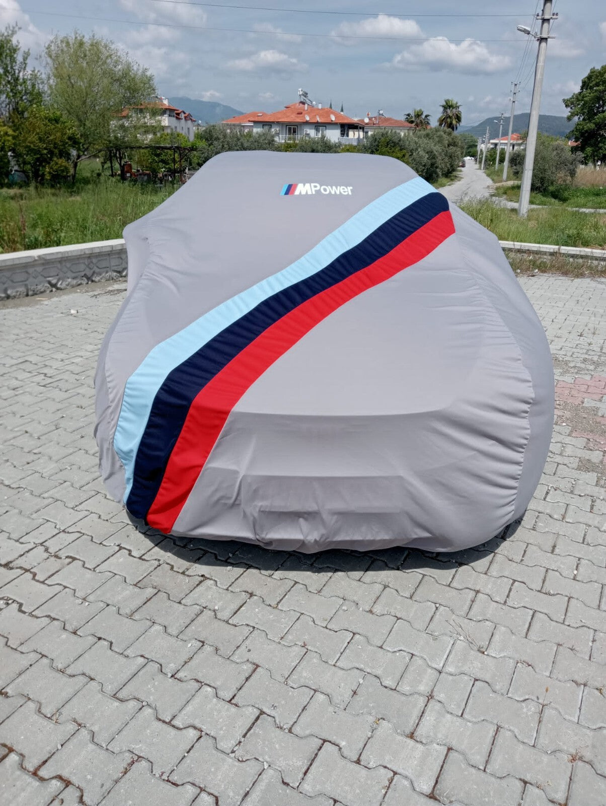 Gray Car Cover For BMW M Power Class Dust Proof Windproof  Combing Indoor Cover