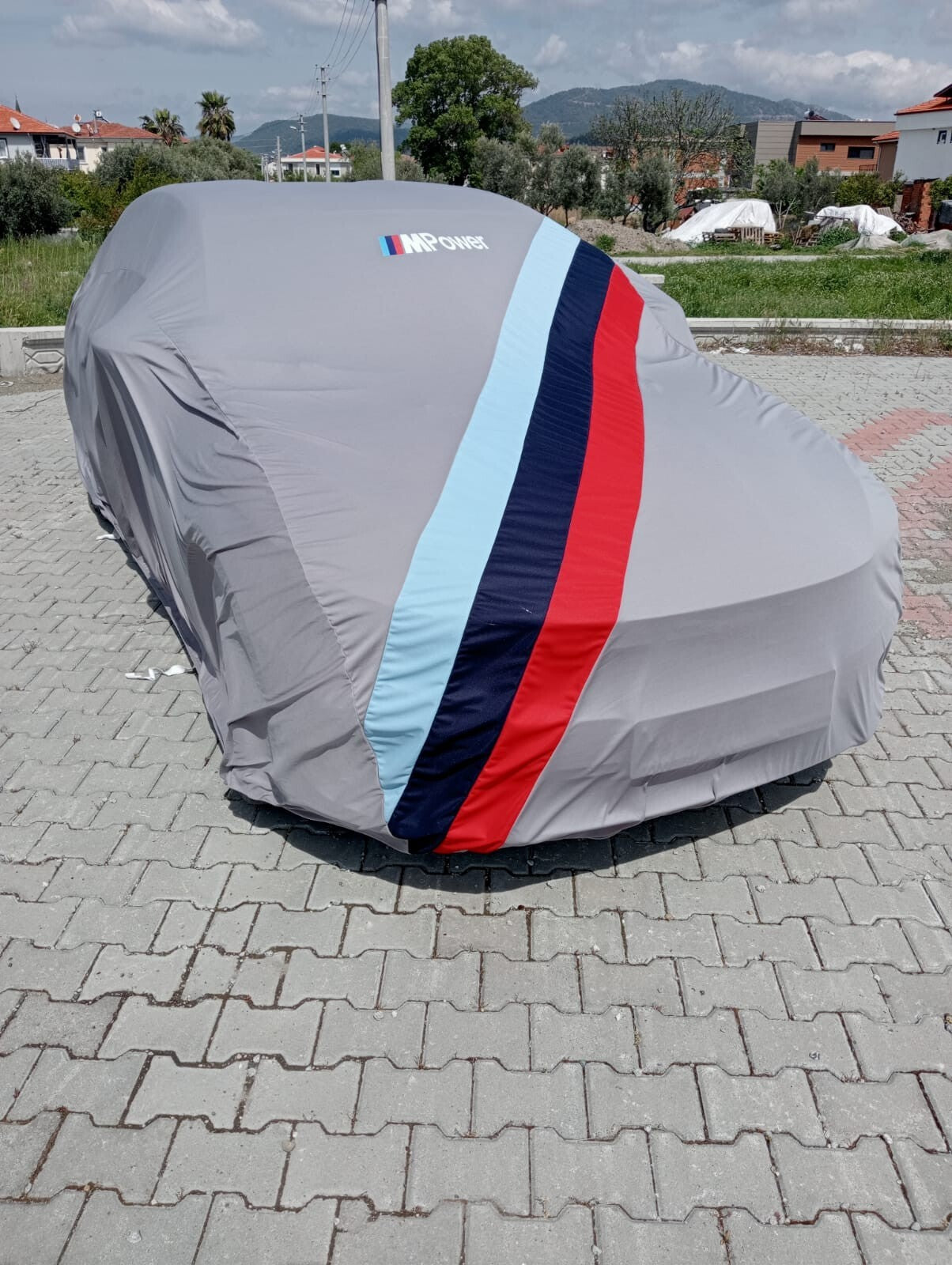 Gray Car Cover For BMW M Power Class Dust Proof Windproof  Combing Indoor Cover