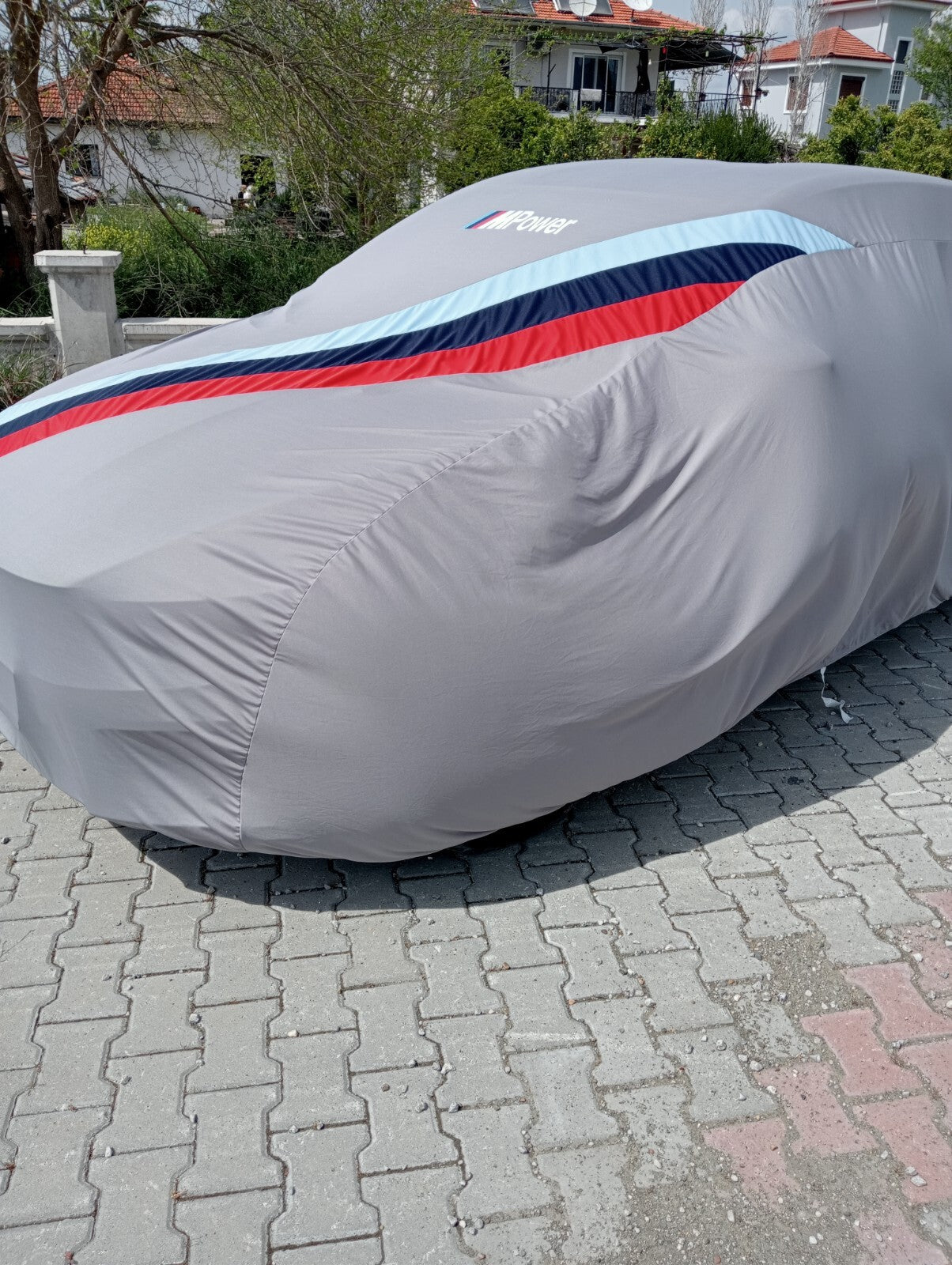 Gray Car Cover For BMW M Power Class Dust Proof Windproof  Combing Indoor Cover
