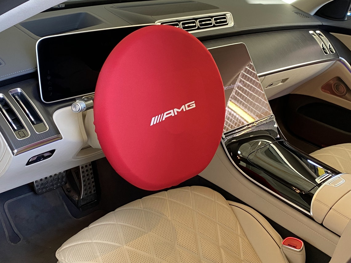 For Mercedes AMG  Red Car Steering Wheel Sun Visor Cover Steering Wheel Sunshade